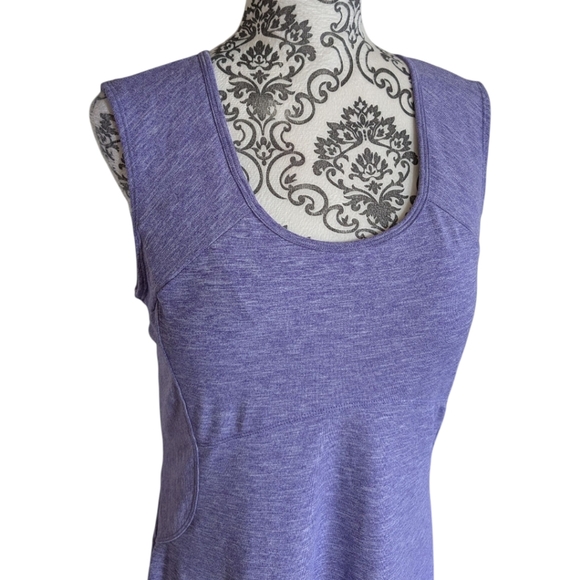 prAna Calico Dress Ultra Violet Heathered Purple Keyhole Cutout Back Women's L - Picture 7 of 13